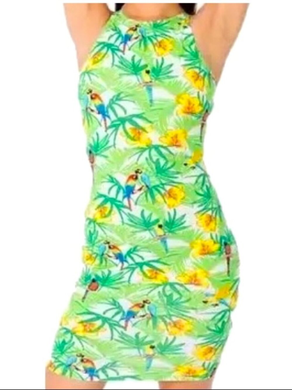 Vintage American Apparel Y2K Parrot Bodycon Mini Sexy Club Dress Indie Sleaze M